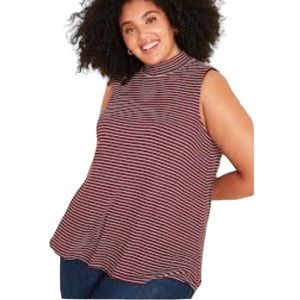 Old Navy Sleeveless mock burgundy neck striped top sz 1X